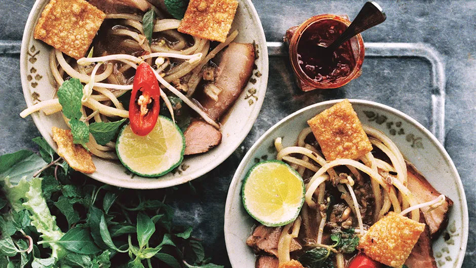 braised spiced pork with cao lau noodles